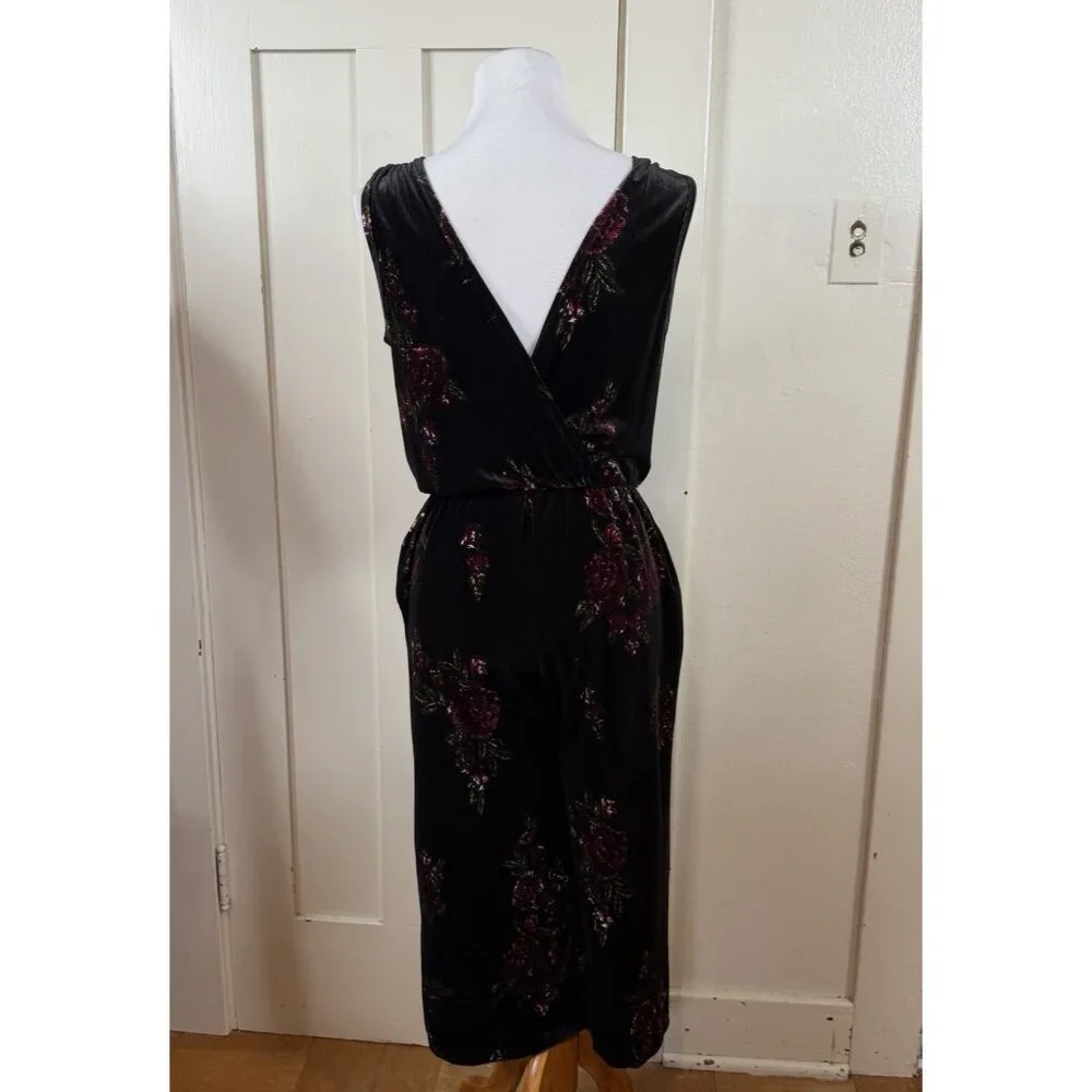 Love On A Hanger Velvet Floral S Small Wide Leg Jumpsuit whimsigoth y2k cottage‎ - Picture 6 of 10